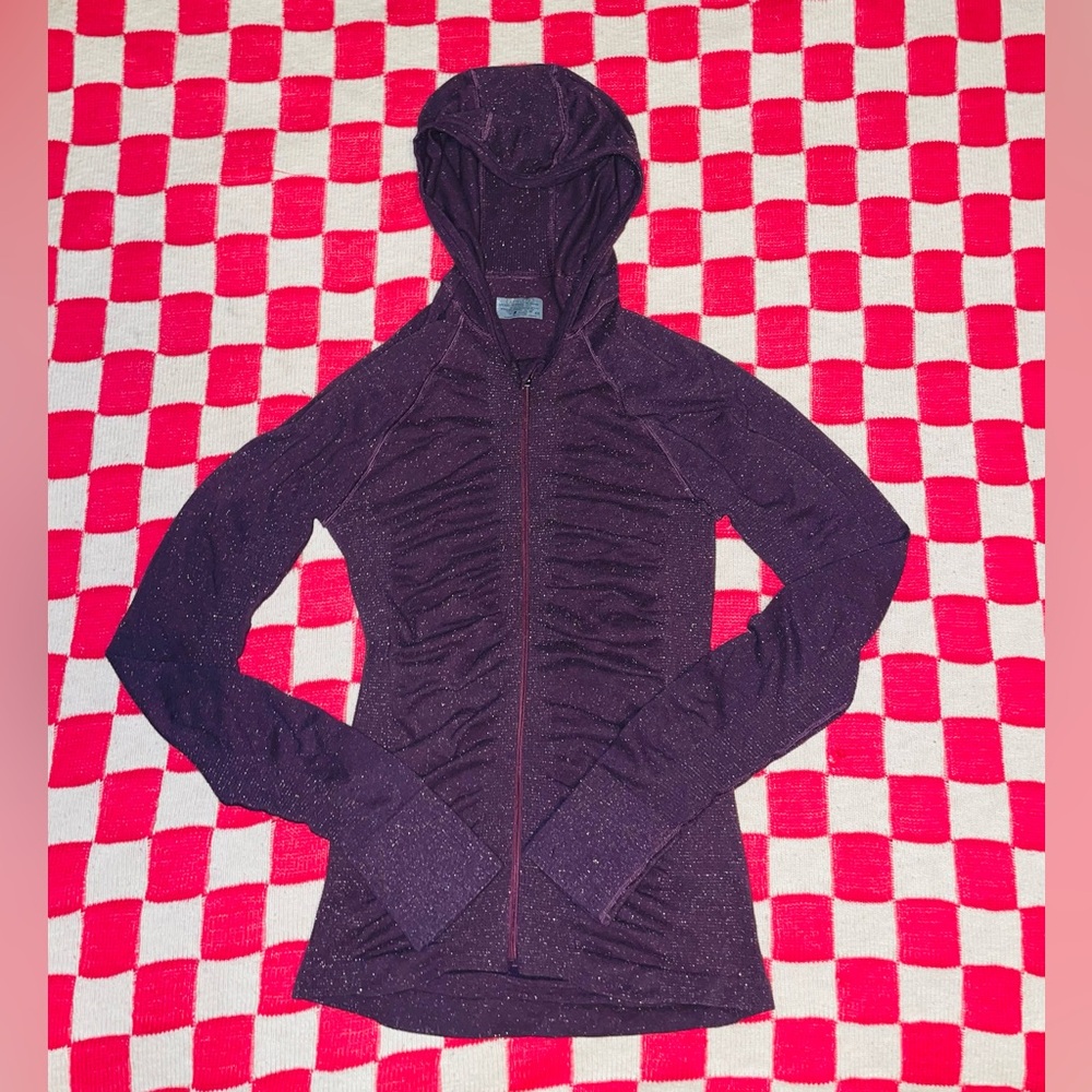 Athleta Purple Sparkly Shimmer Zip Up Workout Exercise Hoodie Jacket